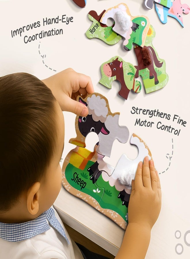 FIRSTCRY INTELLISKILLS Intelliskills Premium Touch N Feel Jigsaw Puzzle, Multi-Texture Pieces for Sensory Development,Kids Puzzle for 2-5 Years, Animal Jigsaw Puzzle, Fun Puzzle Game,Gifts for Kids,Pack of 4 (Farm Animals) - Image 4